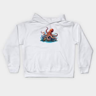 Orange Octopus Kids Hoodie